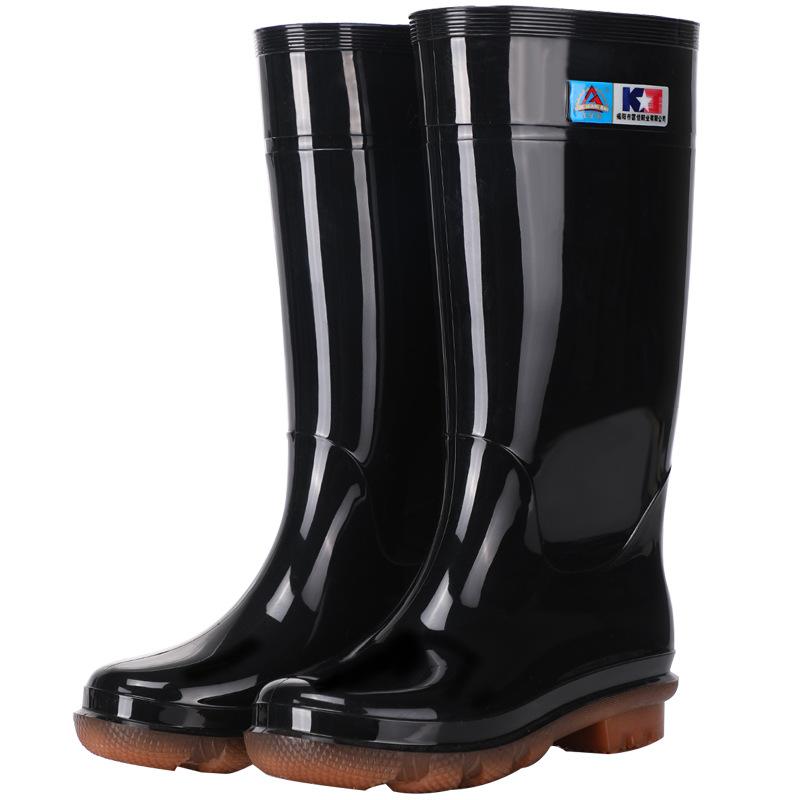 Kuangjia rain shoes men's short rain shoes non-slip labor protection water boots medium tube water shoes velvet thick-soled high rain boots fashion