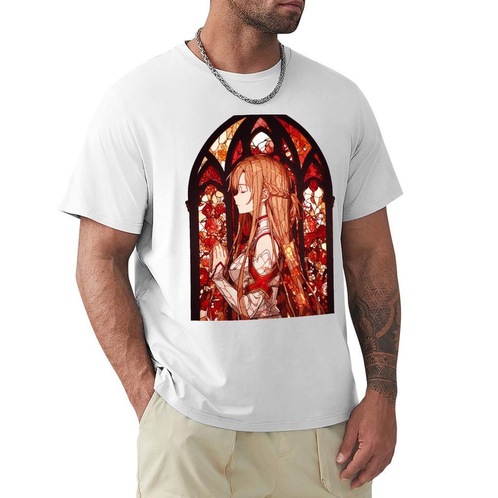 Stained Glass Asuna TShirt summer 2025 vintage tshirts personalised anime shirt funny t shirts men
