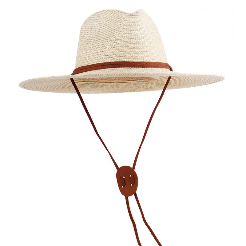 Men'S Paper Straw Big Brim Straw Hat Summer Sunscreen Sunshade Hat Panama Straw Hat Outdoor Travel Sun Hat Hat For Women