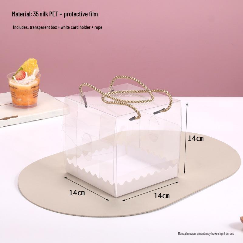 Transparent PET Swiss Roll Cake Box with Handle
