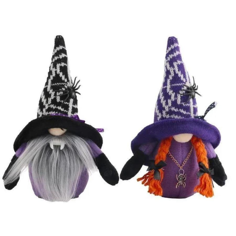 1 Pcs Cute Faceless Gnome Mini Figurines Halloween Tabletop Decor With Spider Bat Pattern Indoor Home Party Holiday Ornament