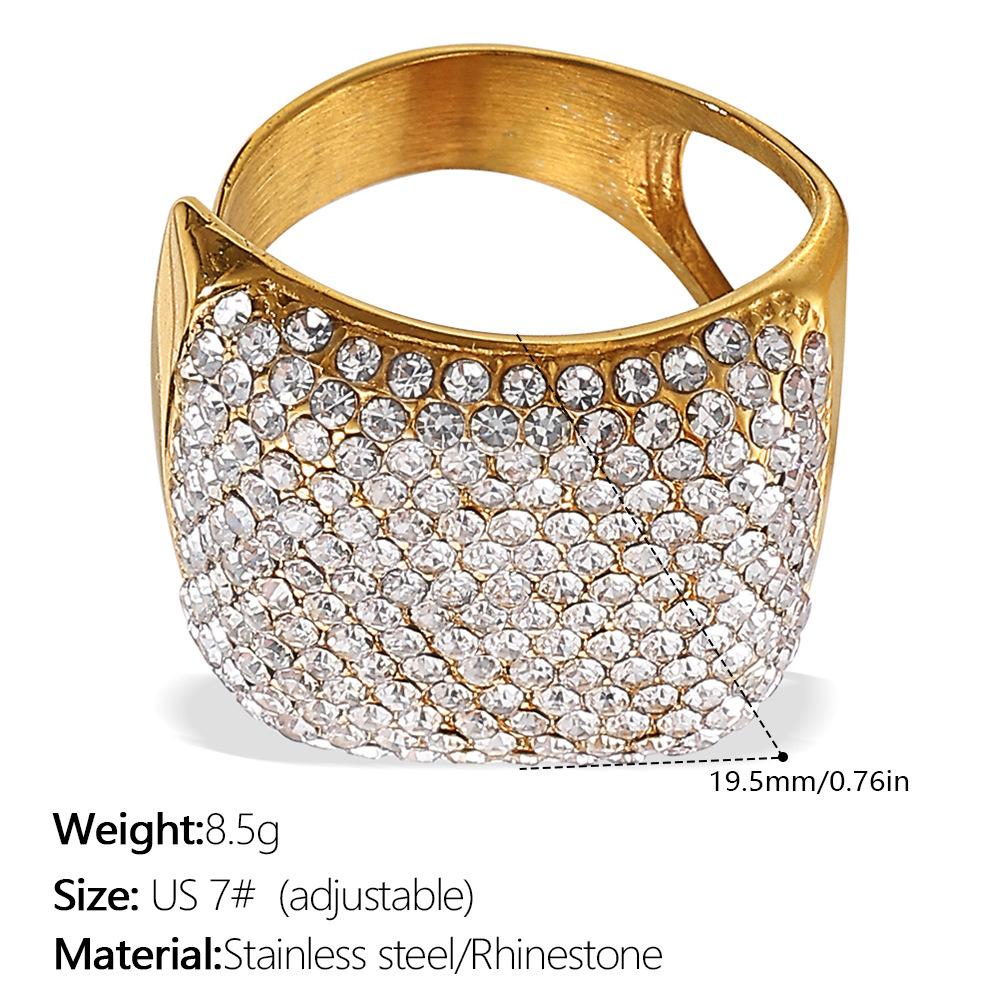Three-layer Ring with Rhinestones, Stainless Steel Fashion Simple Design, Gold-plated Stainless Steel Ring for Women