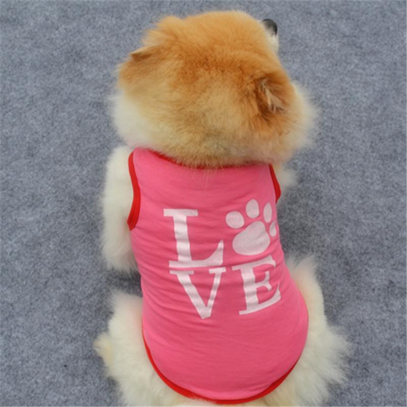 Pet Puppy Summer Thin Vest, Cute Pink Love Footprint Vest, Cool and Breathable