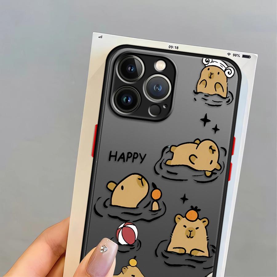 Capybara Cartoon Funda Back Phone Cover Case for iPhone 17 Pro Max 13 Mini Air 12 15 XS XR 11 16 Plus 14 7 8 SE