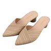 Heli Shark Spring and Summer Fashion Bag Head Half Slippers, Women's New Thick Heels Wear Cool Slippers Pointed Casual Shoes