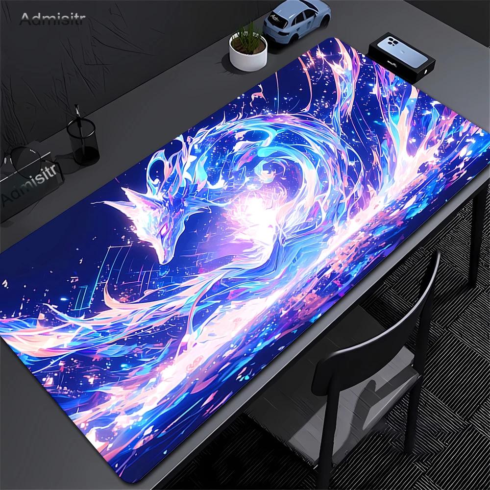 Pink Fox Large Gaming Mousepad XXL Gamer Mouse Pad Office Long Table Accessories Mouse Mat Kawaii Nine-tailed Fox Desk Mat Xxl