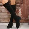 2025 Autumn/Winter Women's Plus Size Slimming Over-the-Knee Chunky Heel Boots