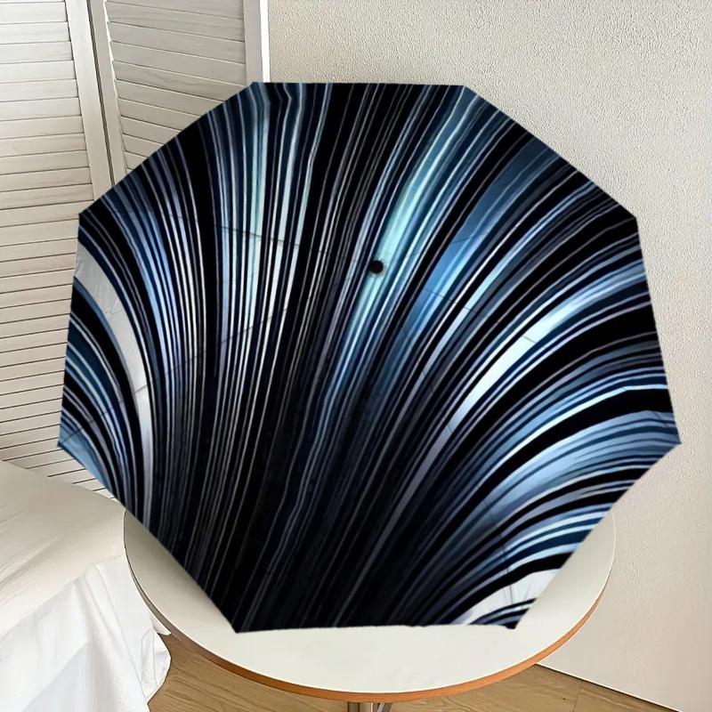 

1pc Abstract Circular Lines Pattern Umbrella with Plastic Handle,Suitable for All Seasons Home Travel Outdoor UmbrellaDD004