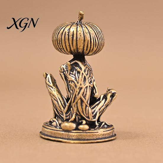 Creative Tea Pet Accessories Solid Brass Pumpkin Monsters Figurine, Distressed Statue, Vintage Skeleton Small Decorative Sculptures Sculpture