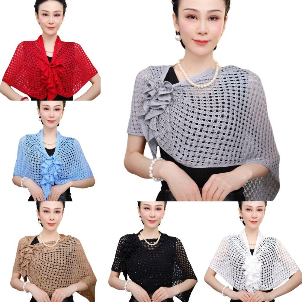 Front Buckle Design Cutout Wrap Sparkly Design Ice Silk Wrap Triangle Shawl Travel