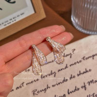 Koreanischer Chic Zirkon Ohrschmuck, Vorne & Hinten Tragbar, Damen s925 Silberstift, Socialite Stil, Luxuriöse High-End Mode
