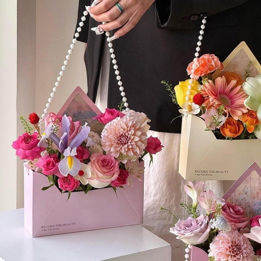 5 Pieces Romantic Flower Gift Box Portable Gift Wrapping Box Envelope Floral Box Mother's Day