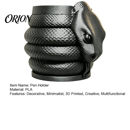Gel Pen Holder 3D Printed Snake Shape Holder, Creative Desktop Organizer for Pencils Colored Pens Utility Knives, Dark Style Stationery Non-toxic