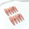 Pink Ocean Cat Eye Gel Polish with Zirconia Diamonds - Super Sparkle Handcrafted Wearable Nail Tips