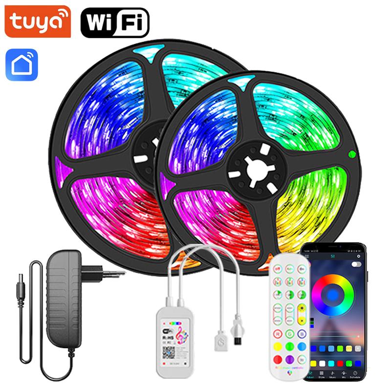 

Wifi Led Strip Lights For Bedroom Bluetooth Led Tape Light Strip Music Sync Led Lighting Strips Adhesive Smart Led Strip 12v Rgb EU Plug&5050 Non Waterproof&5M