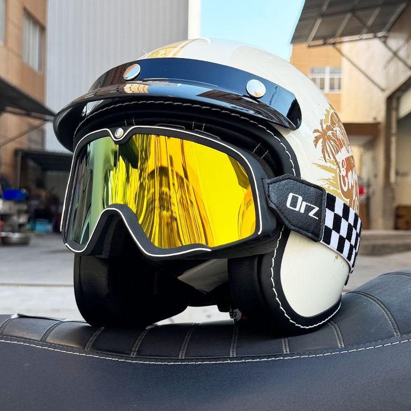 Retro Motorcycle Helmet Men's and Women's Electric Vehicle Scooter 3/4 Half Helmet