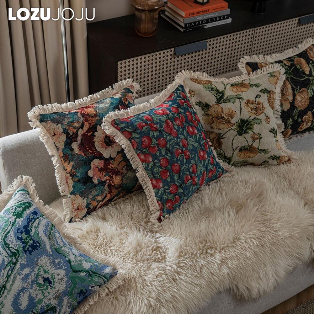 1PC LOZUJOJU Fashionable Artistic Pillowcase Polyester Tassel Pillowcase For Sofa Living Room Home Decor