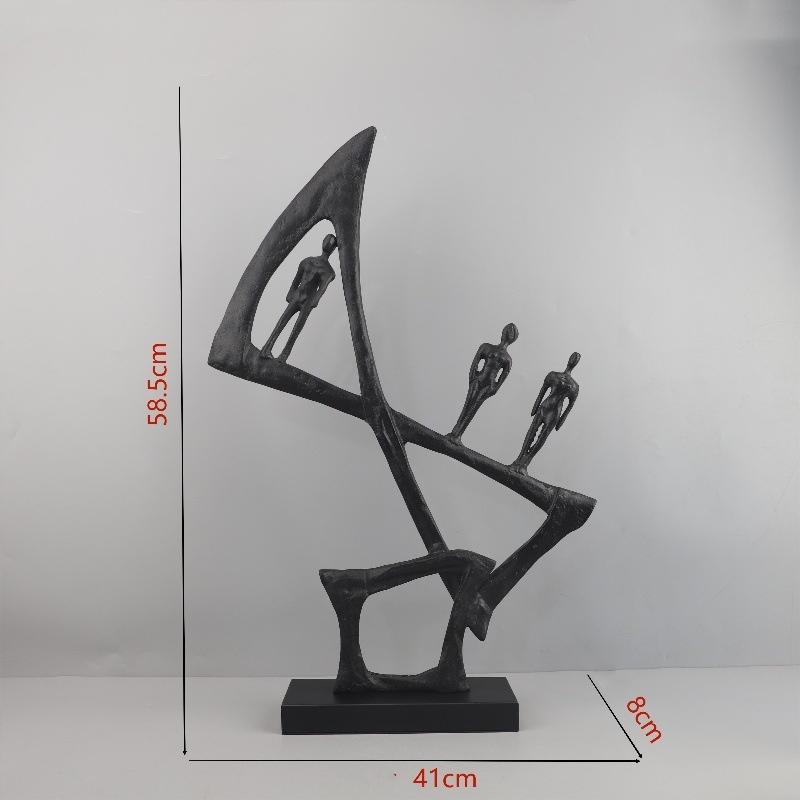 Kreative Geometrische Gusseisen Figur Skulptur Metallhandwerk Ornamente Paar Statue Metallfiguren Heimdekoration Zubehör