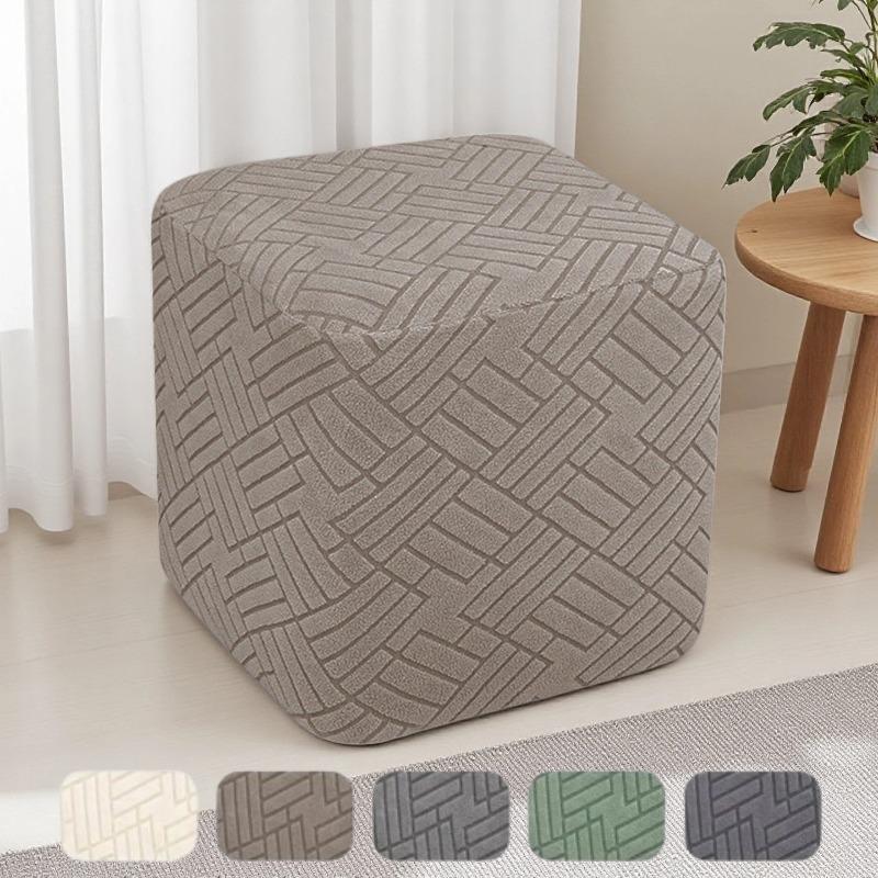 Durable Square Ottoman Cover 1pc Stretch Soft Footrest Protective Case Non-slip Four Season Footstool Cover for Home Decor