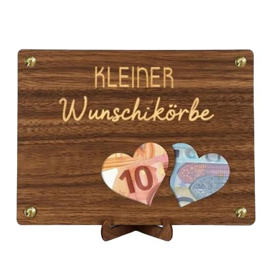 Wooden Money Holder Money Envelope with Hollow-out Pattern Cash Holder Wedding Cash Gift Holder for Christmas Birthday Graduation Festival