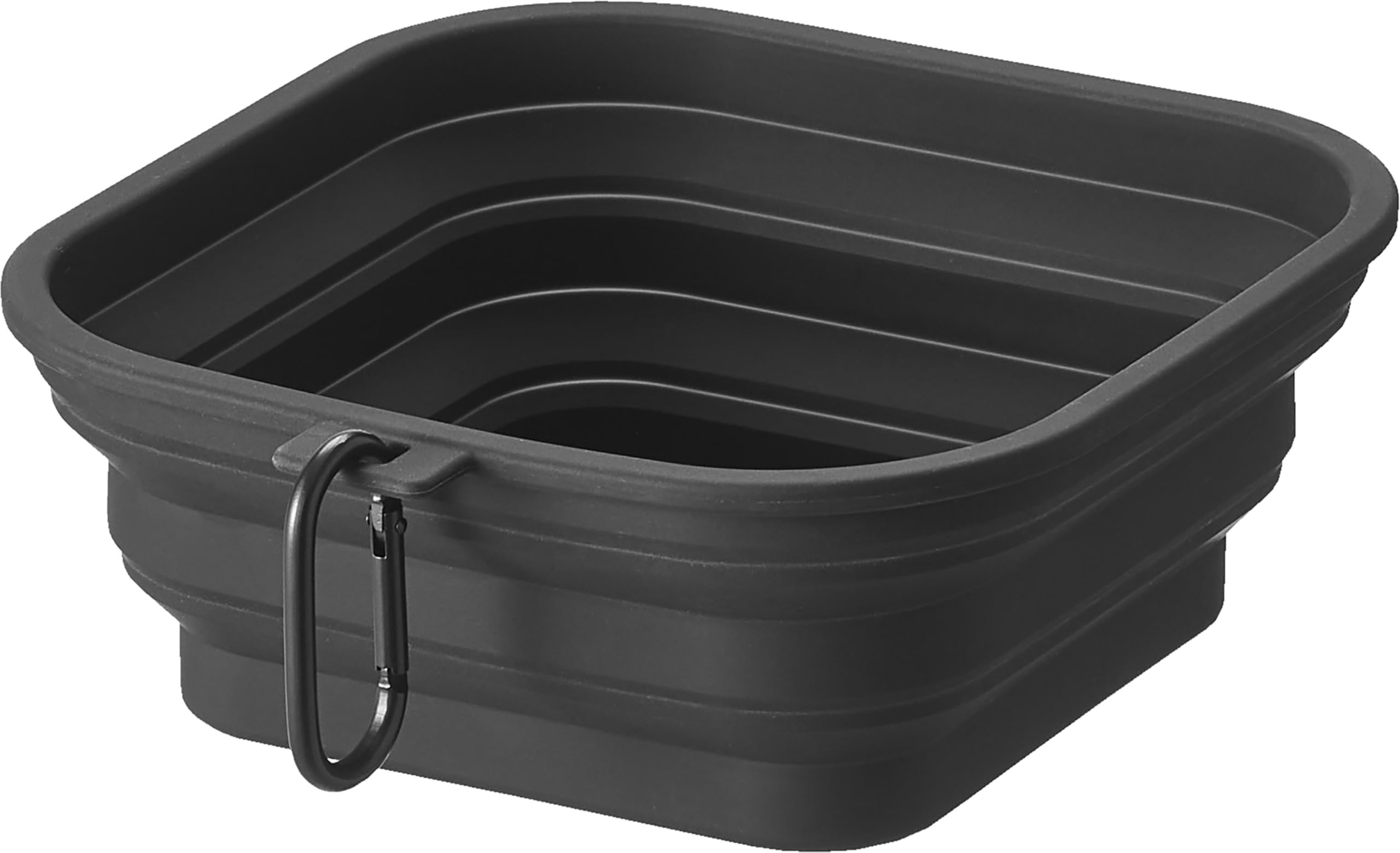

Yamazaki Foldable Pet Food Bowl with Nooks Portable Water Dispenser with 10216 (Yamazaki Industries) Lid, Large, Black, W17.3×D18.3×H2.3cm; Carabiner, чёрный