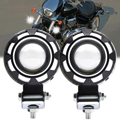 Ygmylandbb Motocyklová mlhová 10W LED světla s kroužkem Squid a pomocná univerzální sada 2 světel, Světla, 12V/24V, Dálkové/Potkávací světlo/Rychlé blikání, Vhodné,