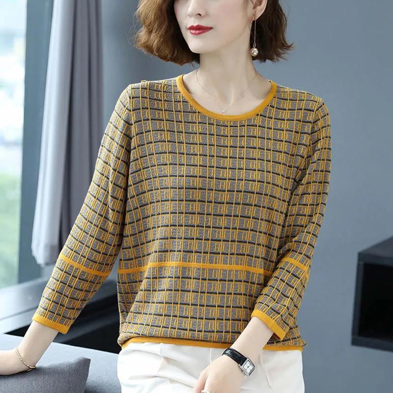 Svetr pro ženy Podzim Zima Zesílený Pulovr Teplý Pletený Pruhovaný Kulatý výstřih Základní vrstva Pružný Dlouhý rukáv Oversize Svetr Topy