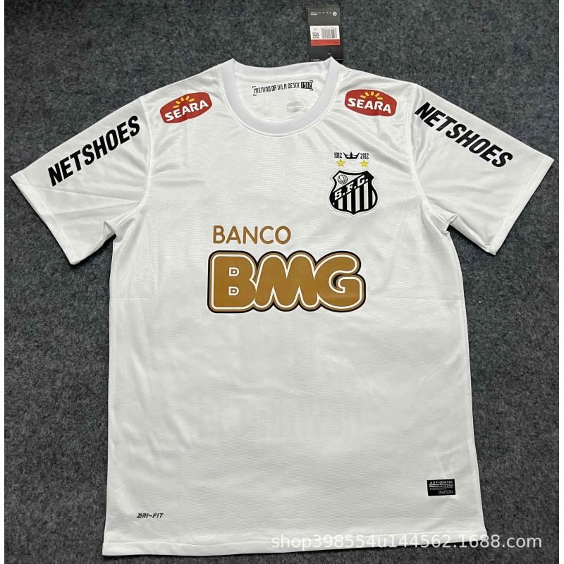 Maillot de Football Rétro Domicile Santos FC 2011-12 Neymar 11 Blanc pour Enfants et Jeunes