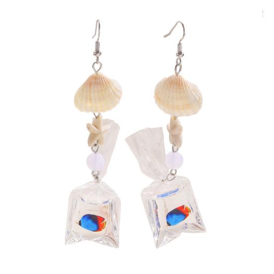 1 Pair Tropical Fish Bag Dangle Earrings Ocean Beach Starfish Shell Hook Earrings Hypoallergenic Women Drop Earrings Fashion Jewelry