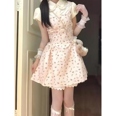 Sommer Dopamin taillierter Prinzessinnenkleid Kleid schöner kurzer Rock College-Stil süß und rein Miu-Abteilung