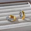 European Luxury 18k Gold-Plated Metal & Zircon Ear Cuffs - Elegant Two-Tone Design Earrings