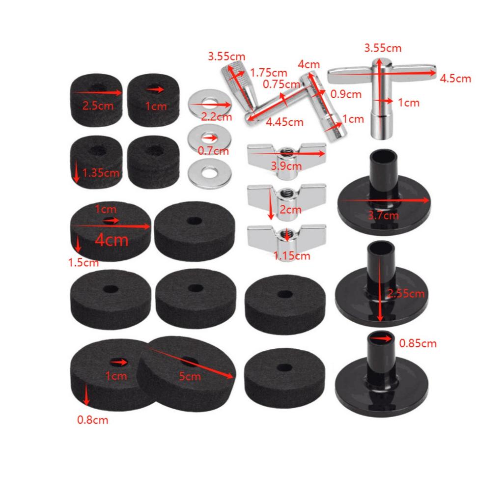 Manufacturer Wholesale 23-piece Set Drum Set Accessories Drum Set Felt Pad Set Felt Anti-skid Drum Set Gray Black