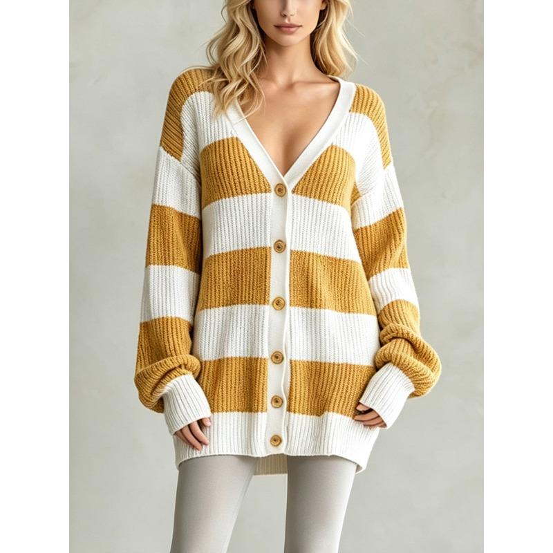 DICFY Women's Vintage Casual  Autumn Winter Long Sleeve V Neck Jackets & Coats