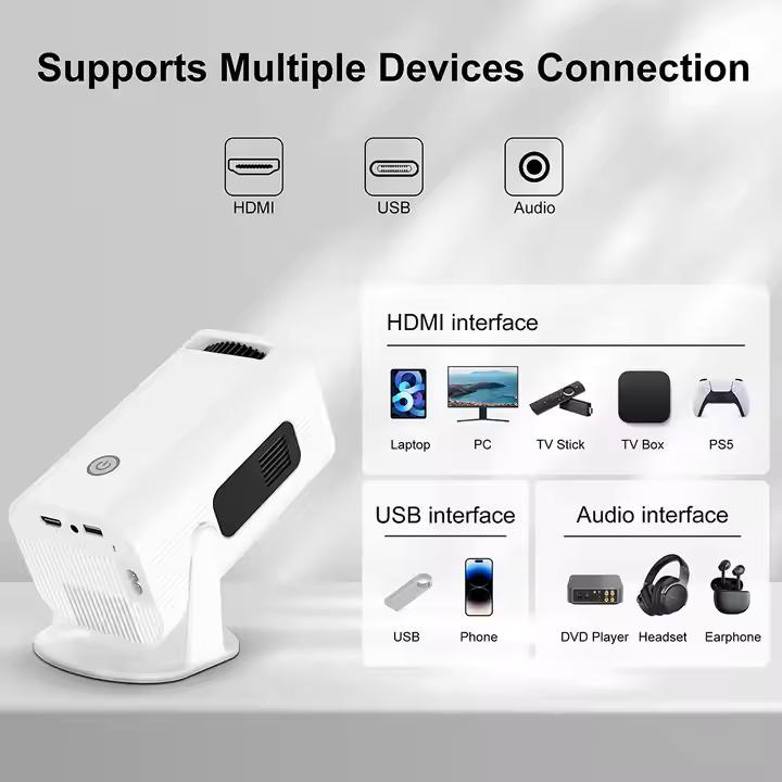 4K projector, 1280*720P, supports 4K video decoding, Android 11 300ANSI, Wifi6 BT5.0, automatic keystone correction