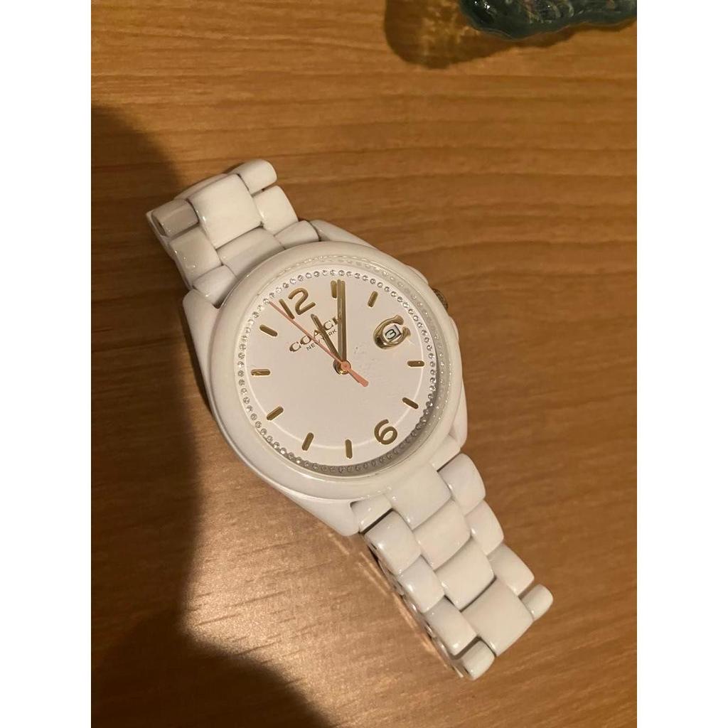 Used COACH Women's Watch White Ceramic Style