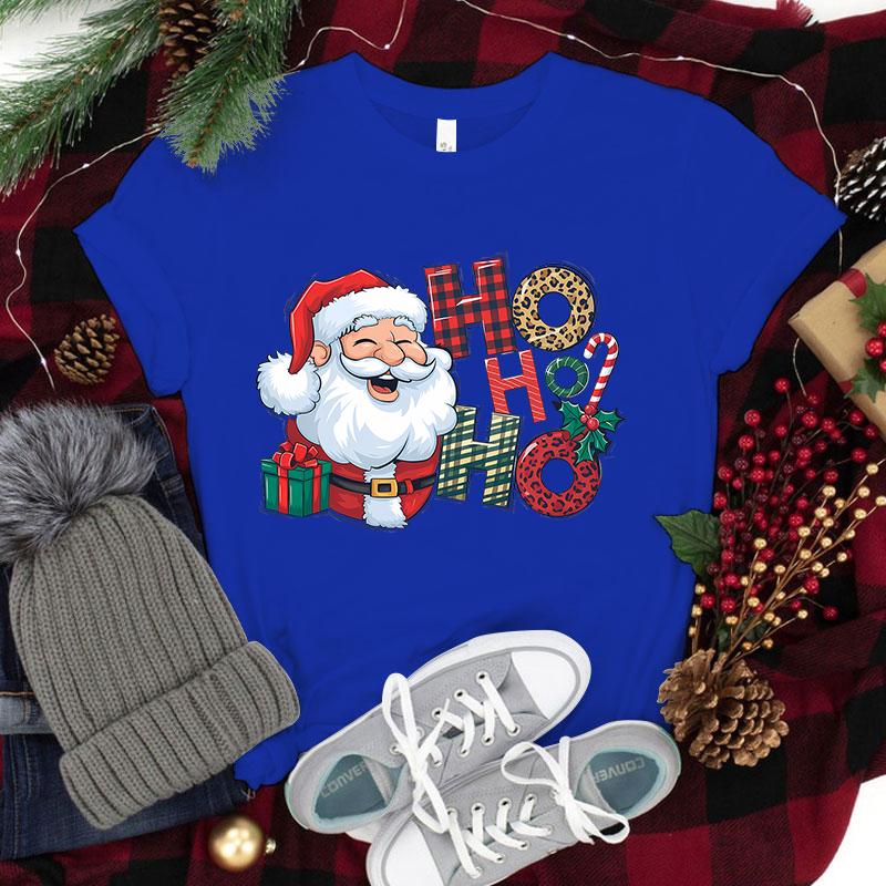 NEW Christmas Santa Claus Ho Ho Ho Print Casual T-Shirt Women Men T Shirt Summer Casual Short Sleeve Harajuku Tops Unisex Tops