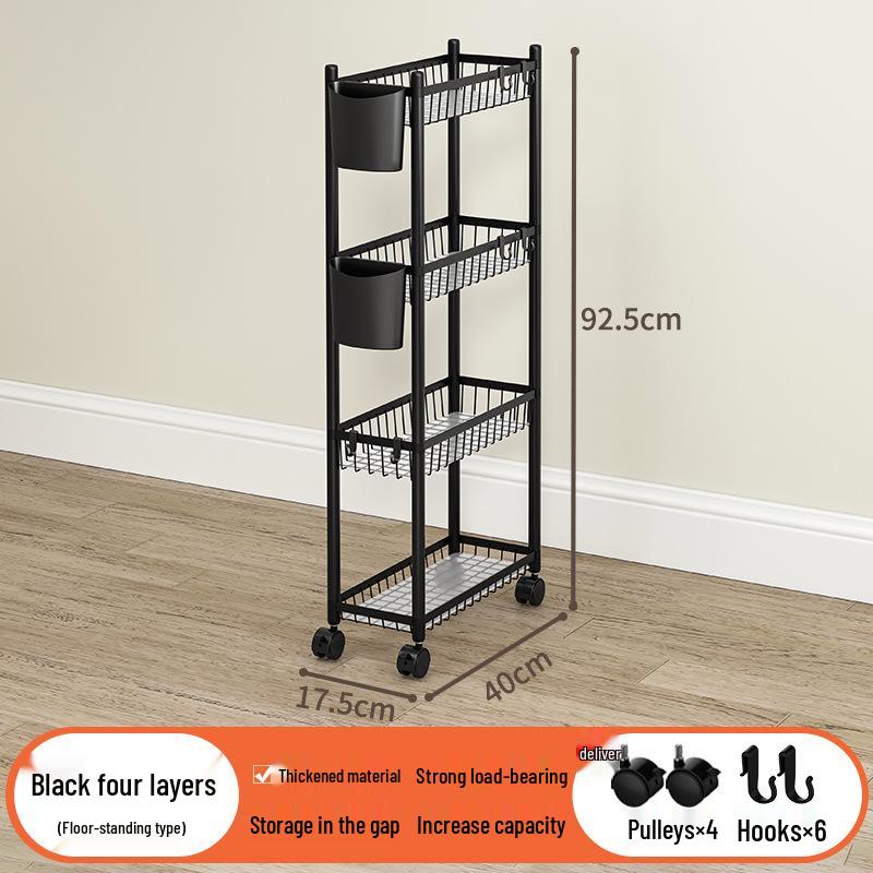Multi-layer Bathroom Shelf with Wheels - Narrow Gap Storage Trolley