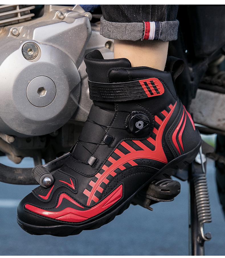 Stivali da Moto da Uomo per Tutte le Stagioni - Scarpe alla Caviglia per Fuoristrada e Corse