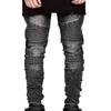 Trendige Motorrad Casual Plissee Slim Fit Small Leg Jeans