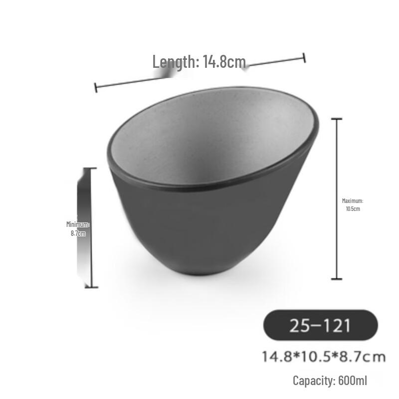 Japanese Style Black Matte Ribbed Melamine Noodle Bowl