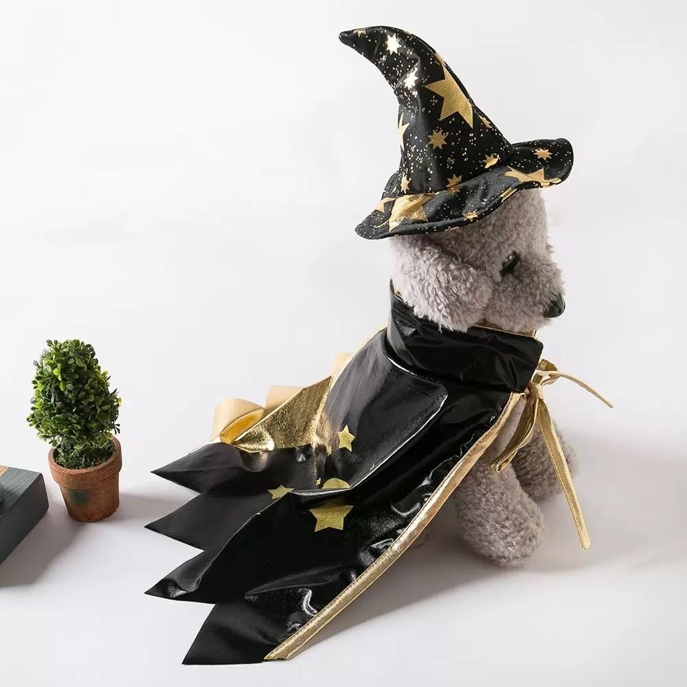 with Witch Hat Cat Cosplay Cloak Star Kitten Dress Funny Small Dog Knight Cape  Cat