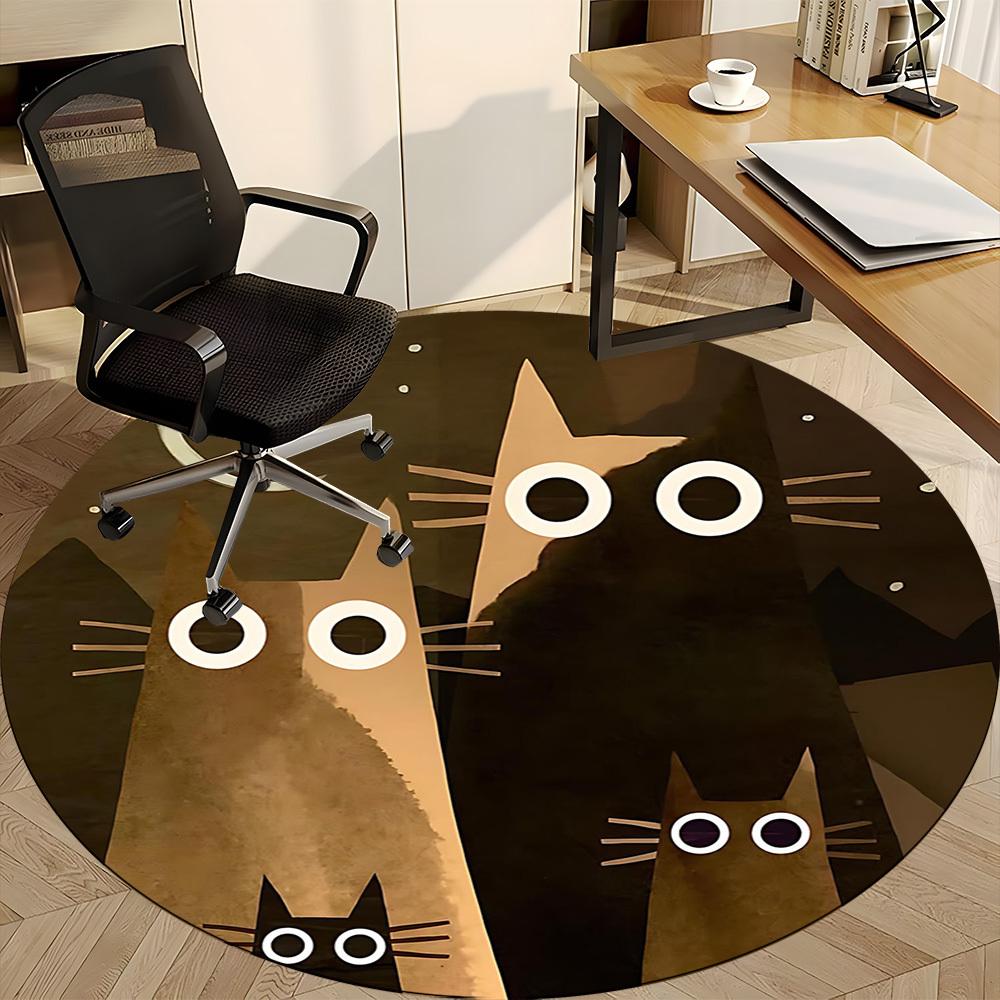 1PCNight Cats Office Round Area Rug,  Mat Suitable For Office, Under Office Chairs Bedroom Living Room Home Decor, Room Deco