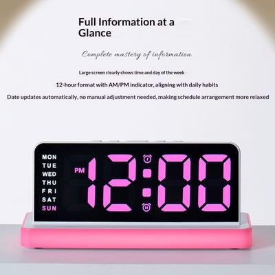 Night Light Digital Alarm Clock Electric Desk Clock with Snooze Date Loud Alarm Day of Week for Living Room Bedroom