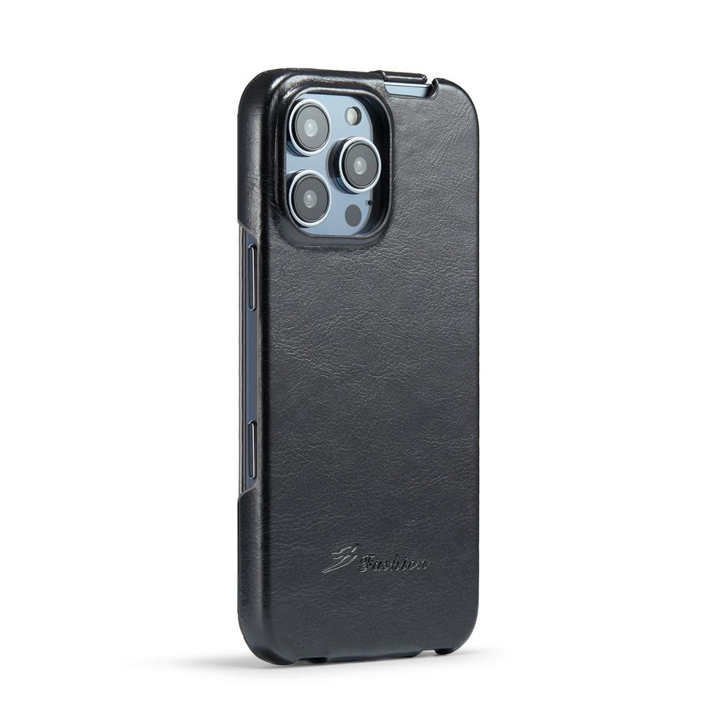 Retro Leather Phone Case iPhone 16 15 14 13 12 11 Pro Max 16Plus 16E Vertical Flip Genuine Leather Hard Back Cover