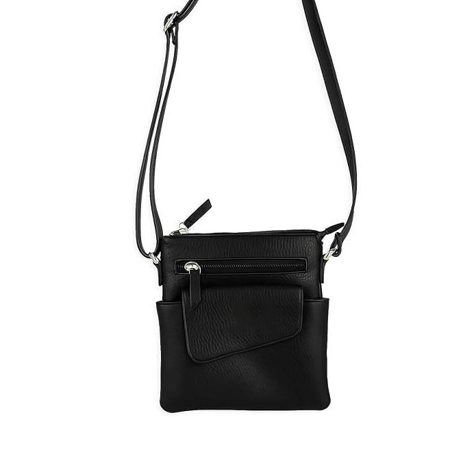 RSINC Vinata Genuine Leather Crossbody Sling Black Slim Design with Front Pocket B0FF32SQTW