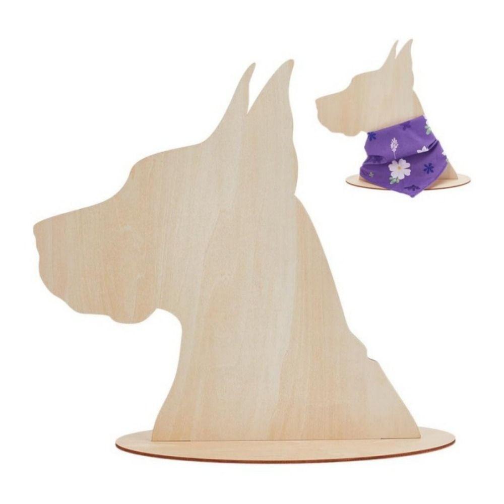Removable Dog Silhouette Display Stand DIY Blank Dog Scarf Holder Wood Pet Bib Display Rack Home