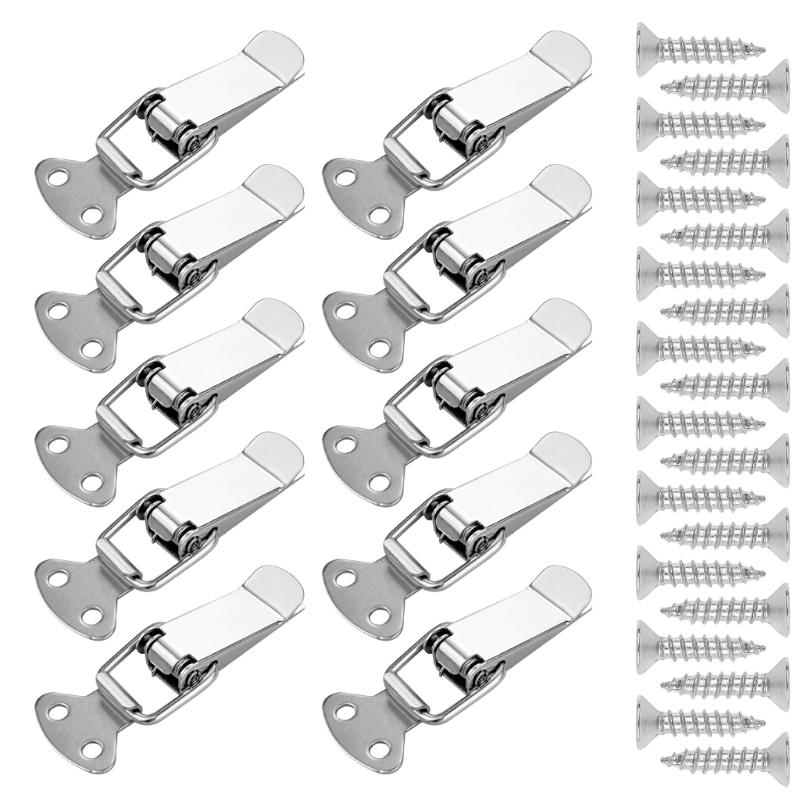 

10Pcs Spring Loaded Toggle Latches Catches Clamp Clip Drawer Hasp Clasp Duckbill Buckles for Tool Box, Trunk, Case, Chest 1