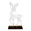 Metal Lighted Christmas Deer Decoration Light Up Reindeer Figurine with Wooden Base for Indoor Outdoor Home Yard Tabletop Decor
