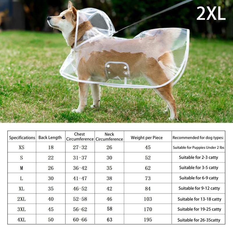 Capa de Chuva para Animal de Estimação Capa de Chuva Transparente para Cão Impermeável e à Prova de Vento Roupa para Animal de Estimação Cão Grande Animal de Estimação Cão Fantasia para Animal de Estimação