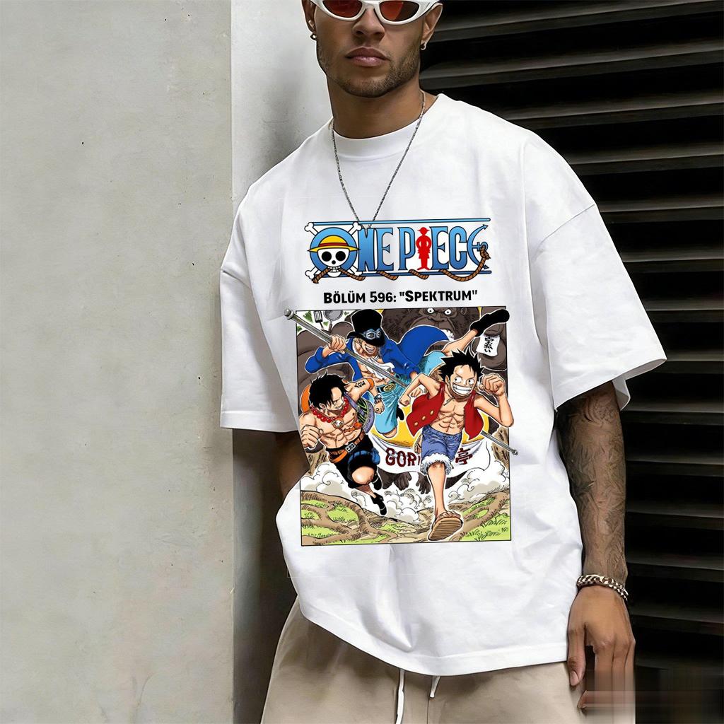 T-shirt Anime One Piece Stampa Grafica Luffy Uomo Donna Cotone Manica Corta Tee Estate 2026 Manga Streetwear Top Casual Y2k
